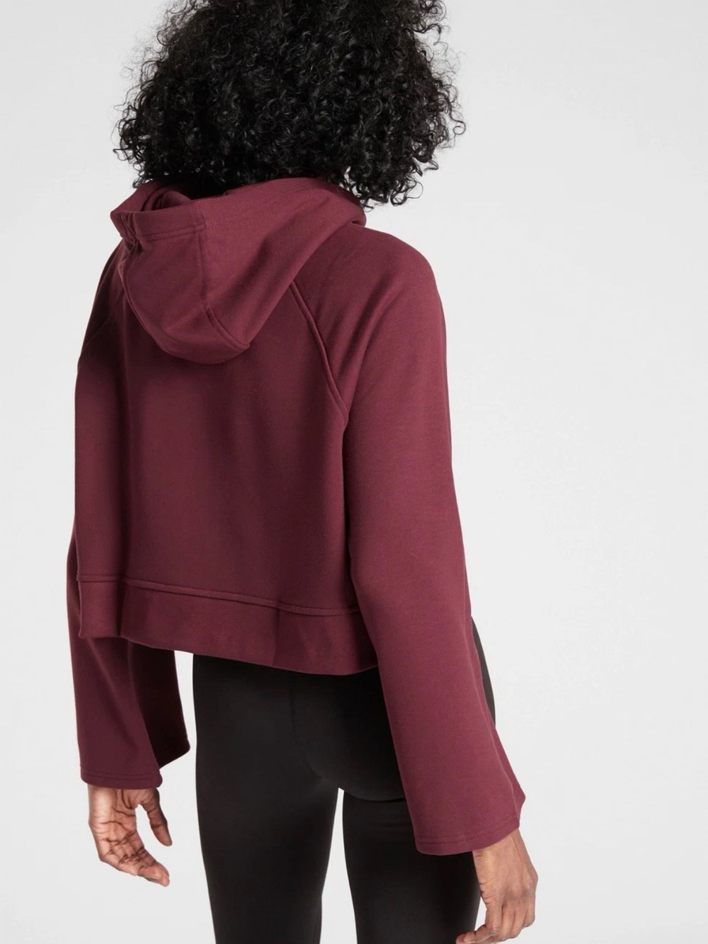 Athleta Steady State Wine Cropped Hooded Sweatshirt - Picture 2 of 9